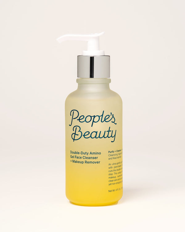 Step 1: Double-Duty Amino Gel Face Cleanser + Makeup Remover